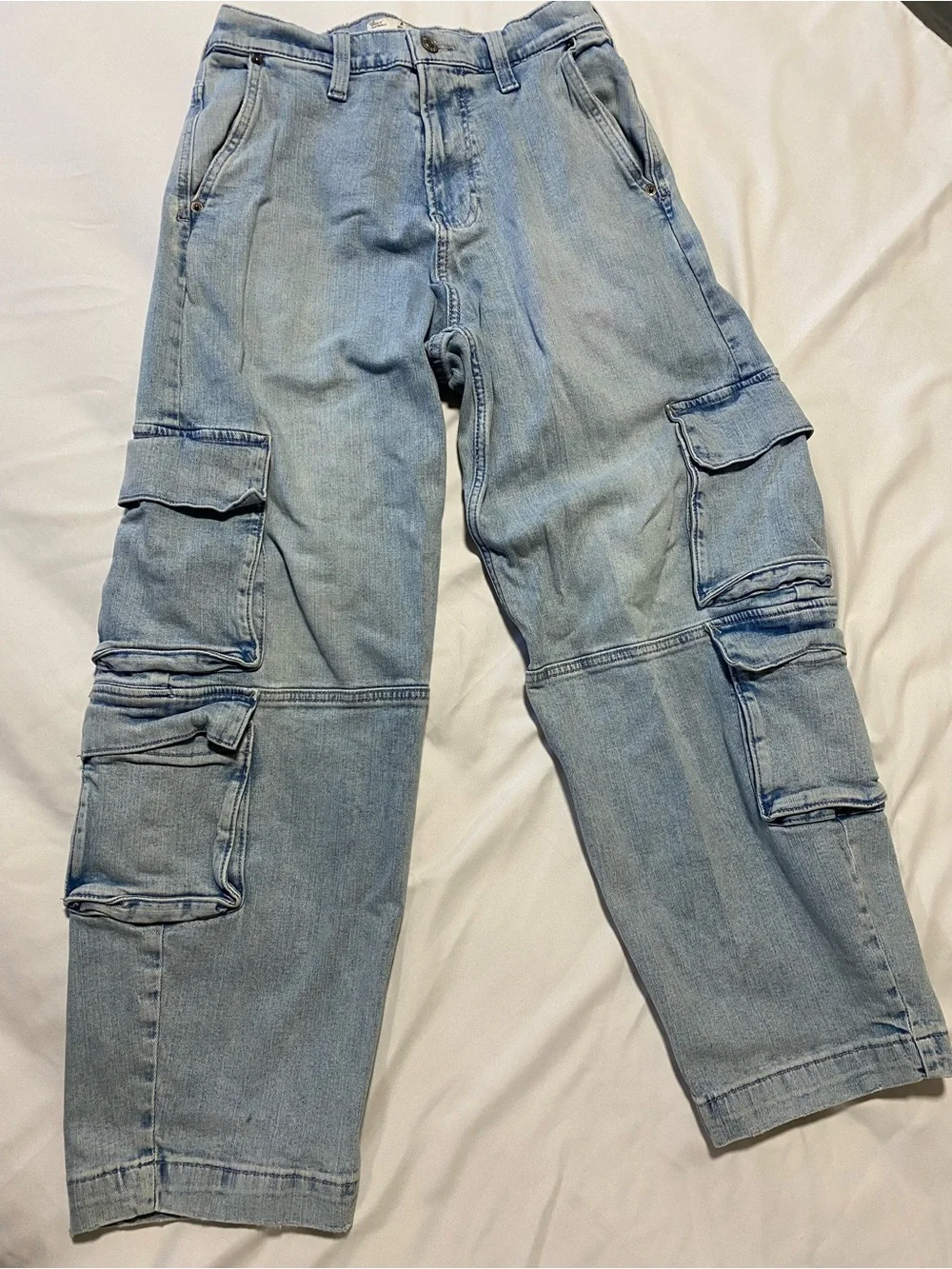 Hollister Baggy Light Blue Straight Cargo Jeans for Men